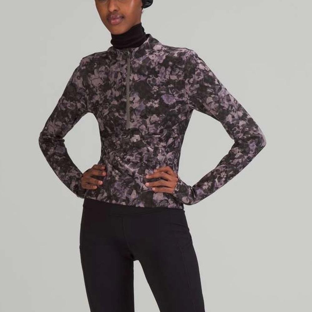 Lululemon Luxtreme Running Half Zip Inflect Floral Lunar Rock Pullover Top